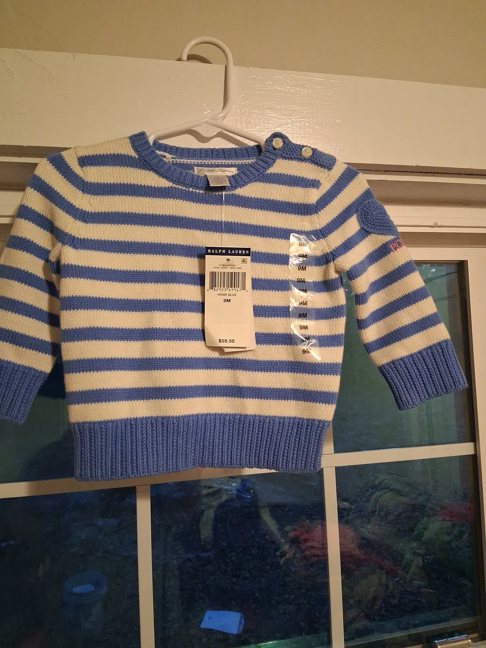 Ralph Lauren Blue & White Striped Baby Sweater